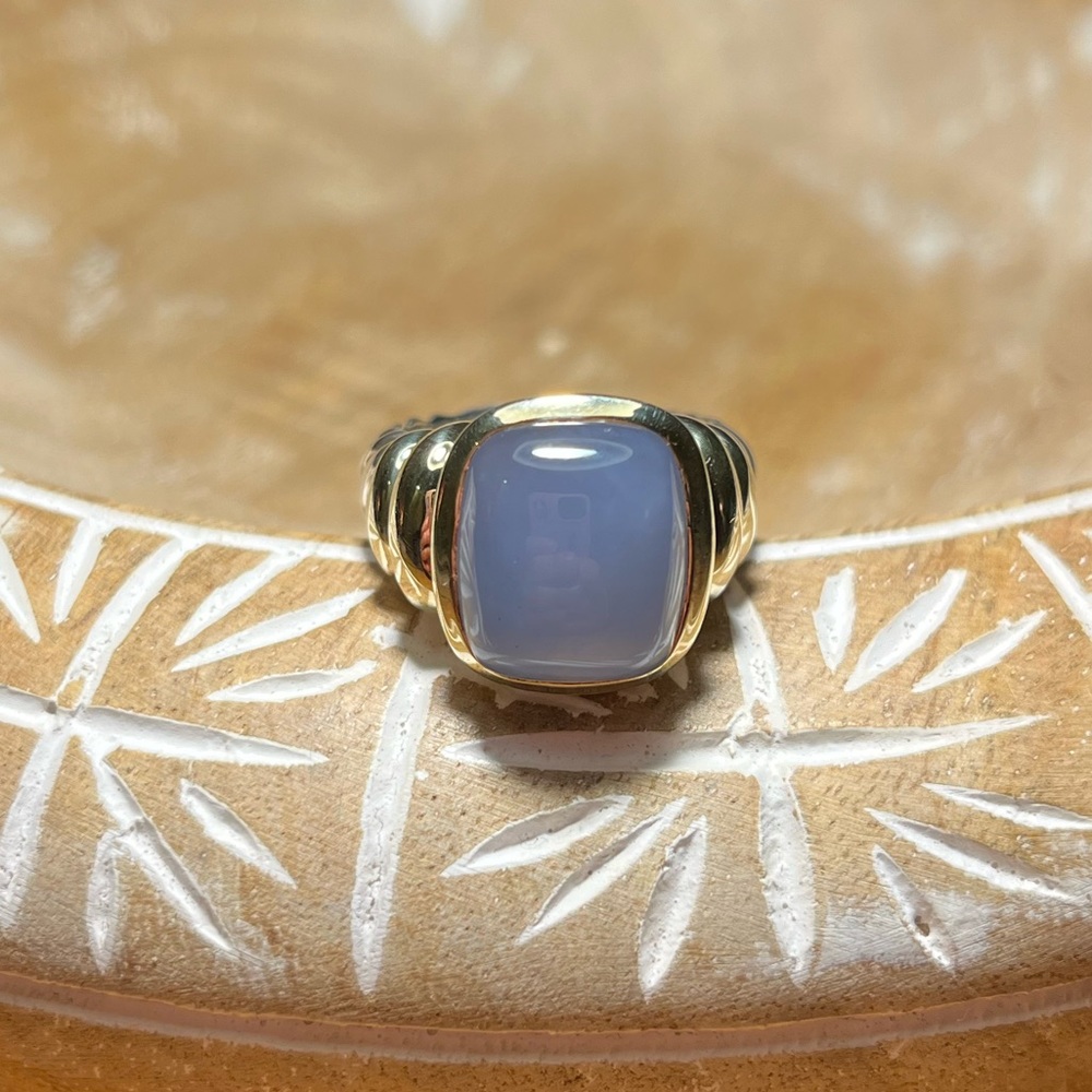 David Yurman 14K and Sterling Silver Two Tone Violet Chalcedony Cable Ring